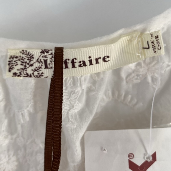 Laffaire cotton embroidered eyelet sleeveless button front blouse spaghetti NWT - Picture 2 of 5